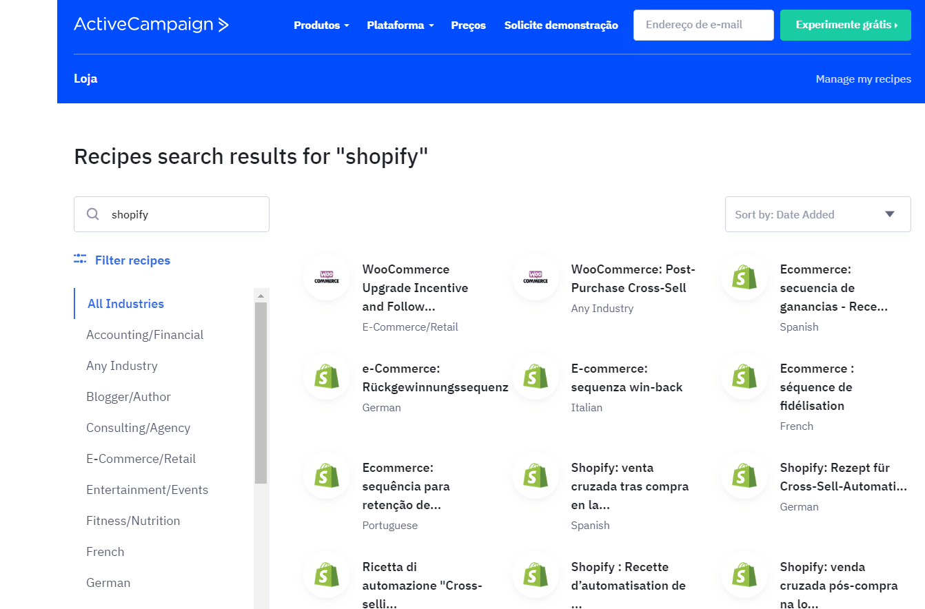 automações para shopify da activecampaign