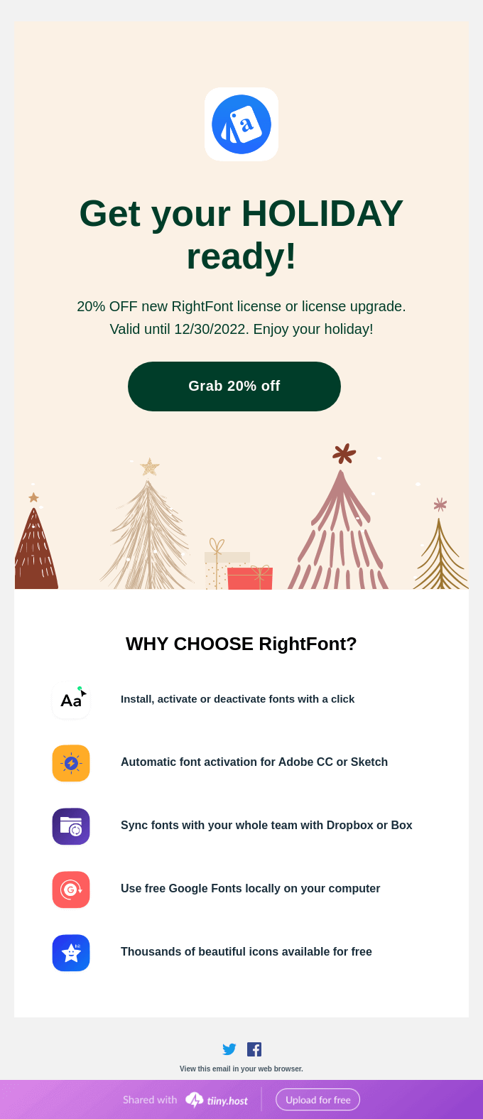 automated email example - holiday offer