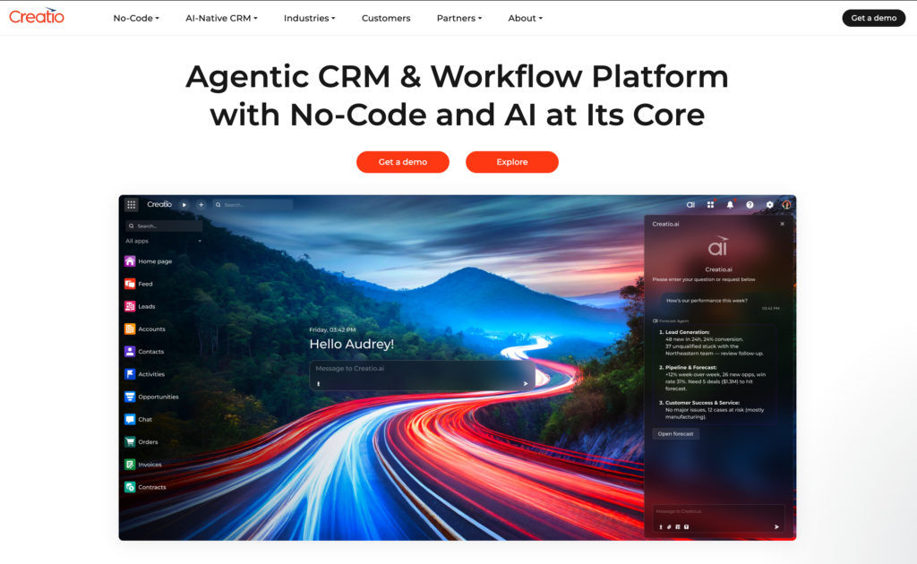 creatio crm homepage