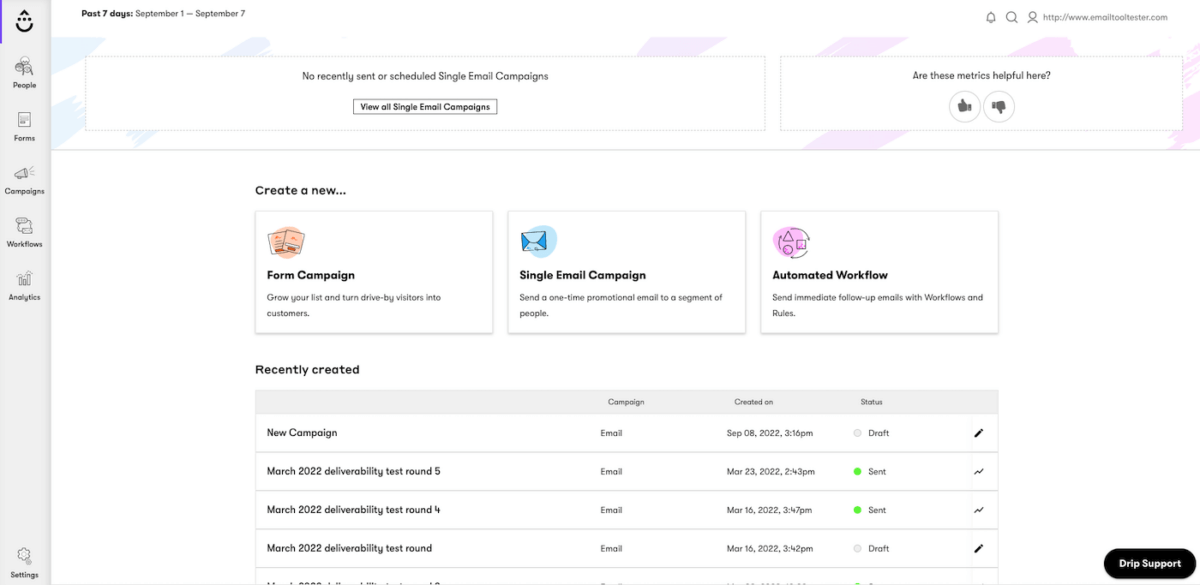 drip dashboard