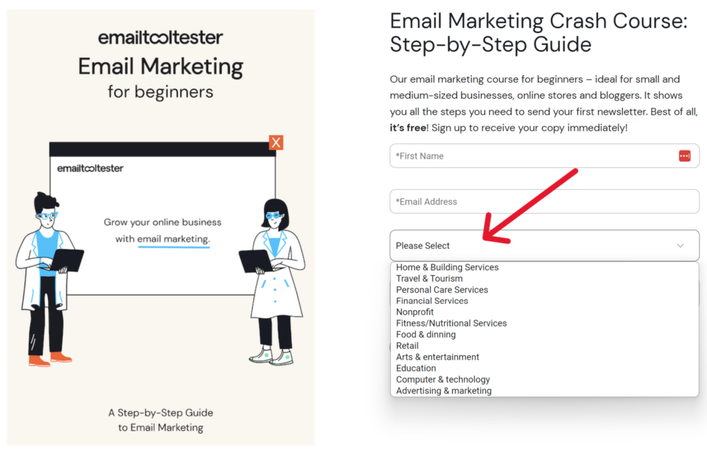 Formulaire d'inscription à EmailTooltester