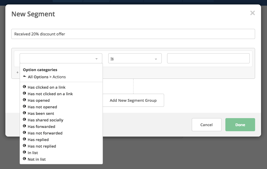 Email segmentation in ActiveCampaign