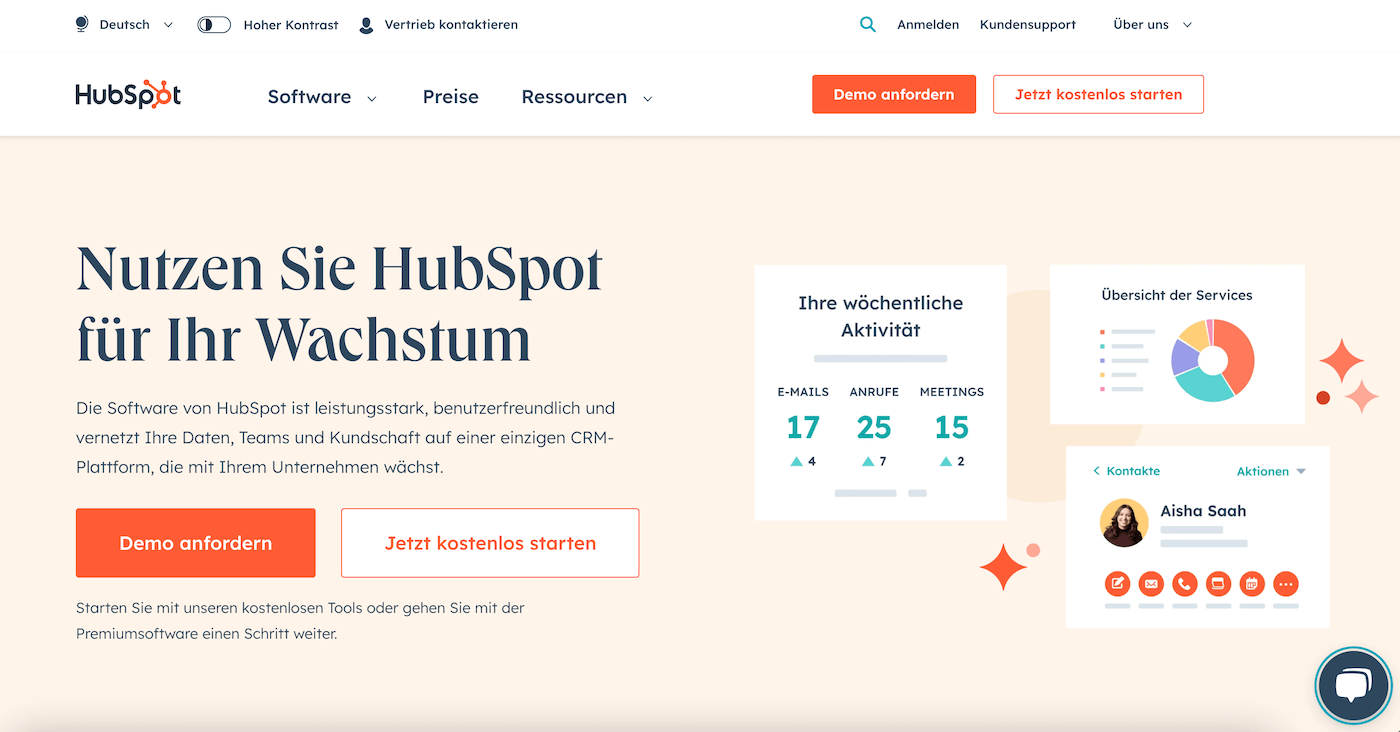 hubspot homepage de