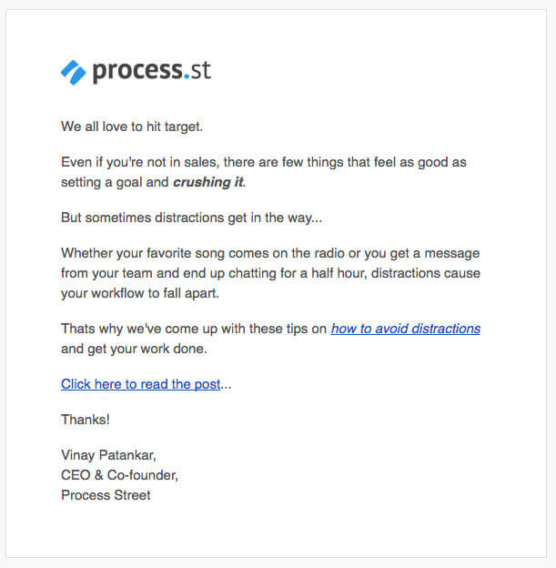 Lead nurturing email