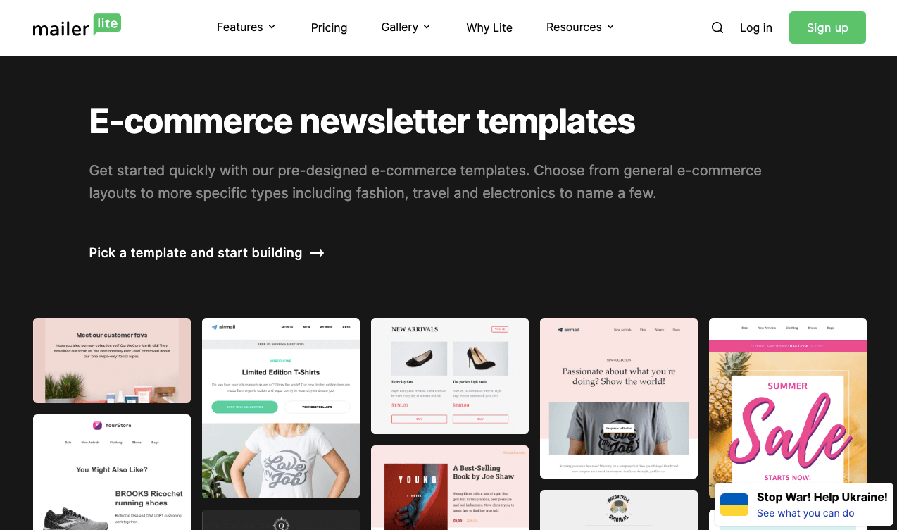 mailerlite ecommerce templates