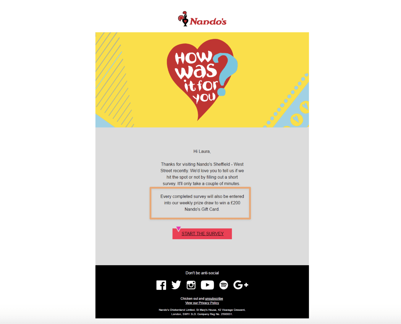 nandos feedback email