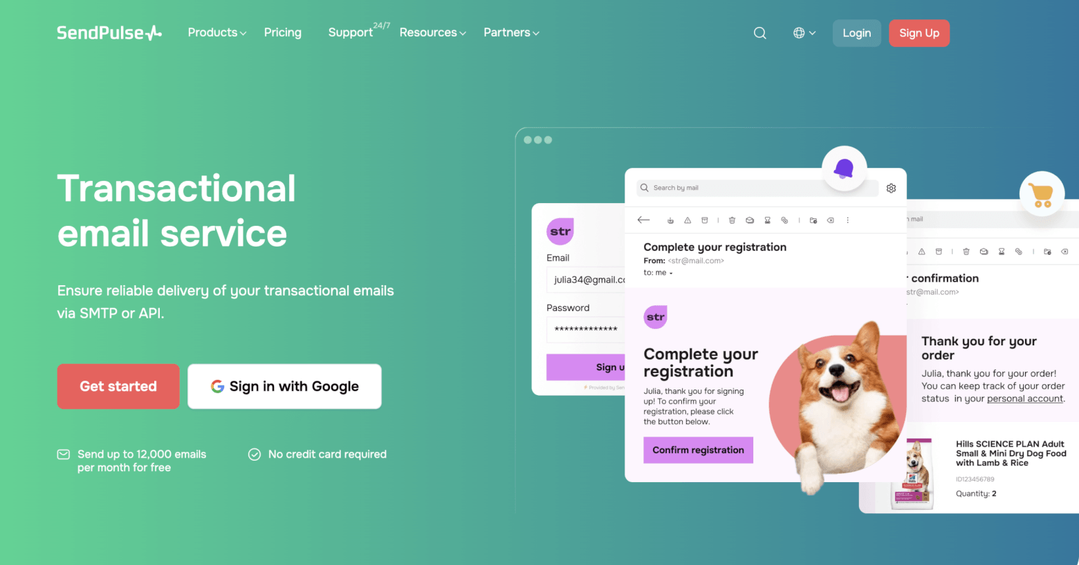 sendpulse transactional emails