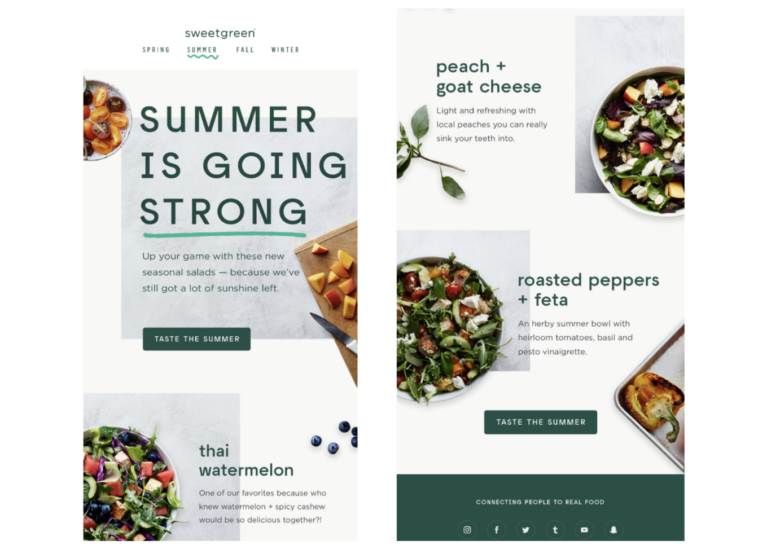 sweetgreen seasonal email