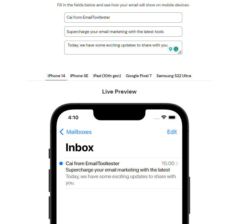 Email Subject Line Previewer