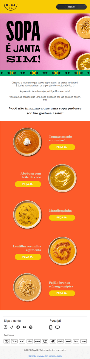 exemplo newsletter restaurante