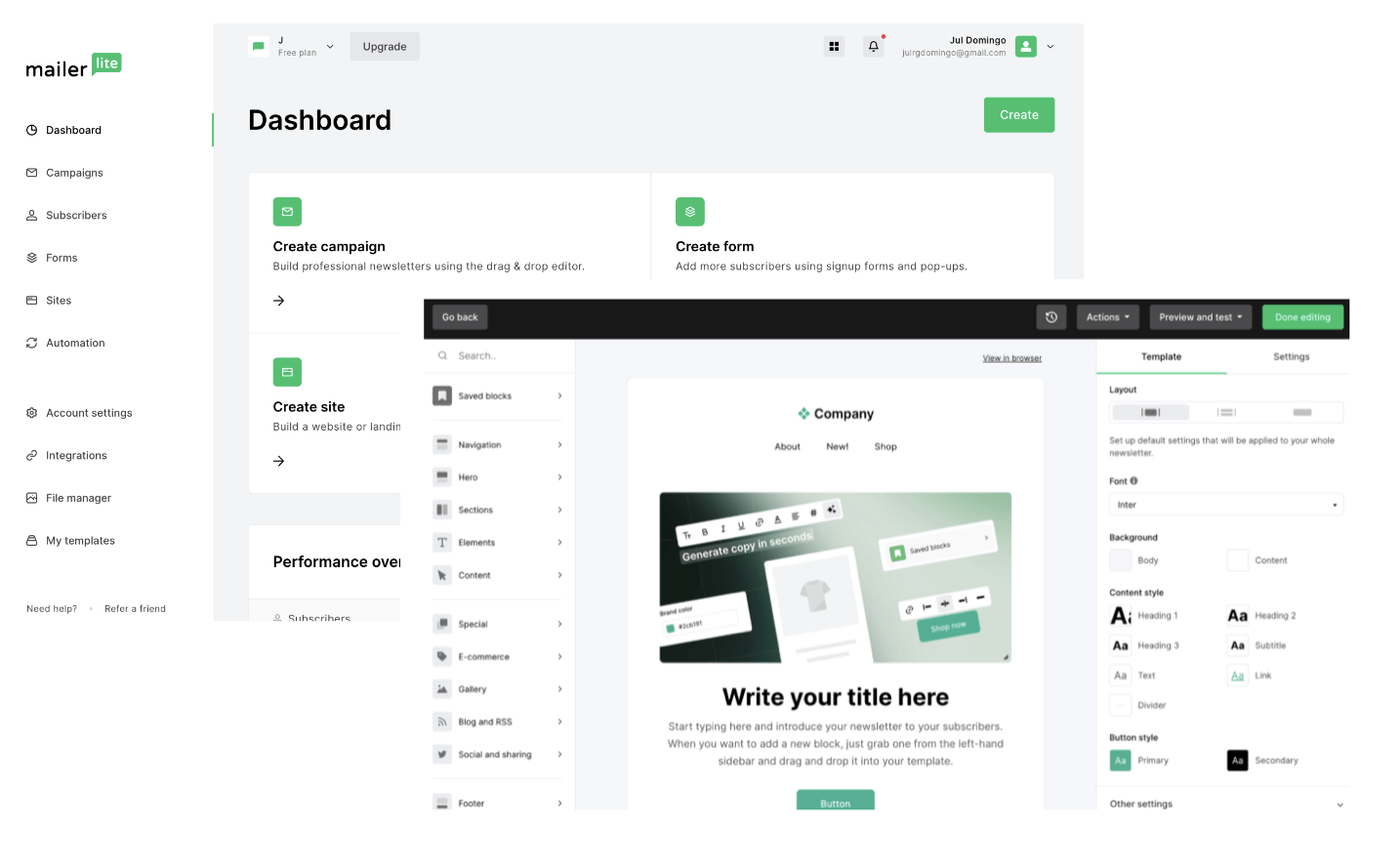 mailerlite dashboard