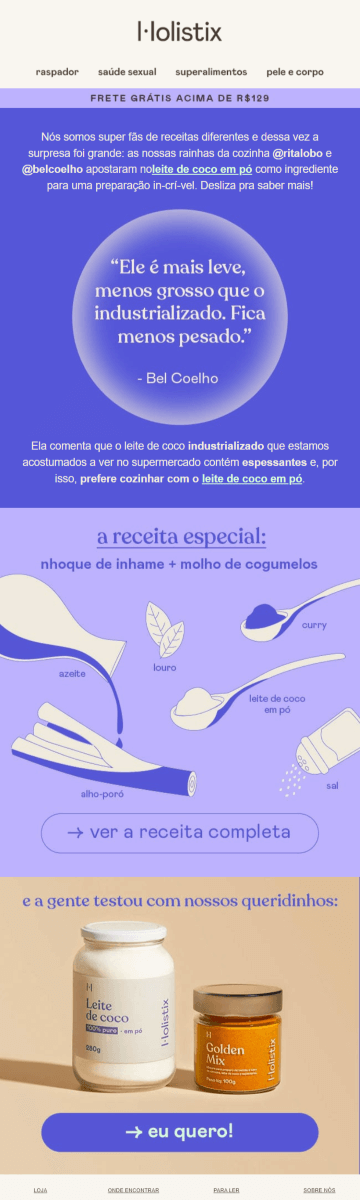 newsletter loja holistix