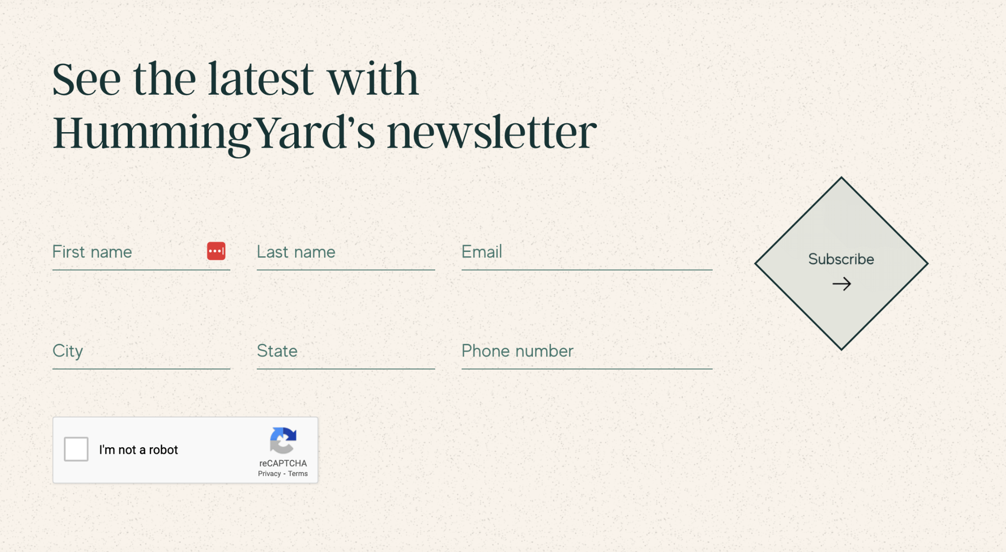 newsletter sign up example - hummingyard