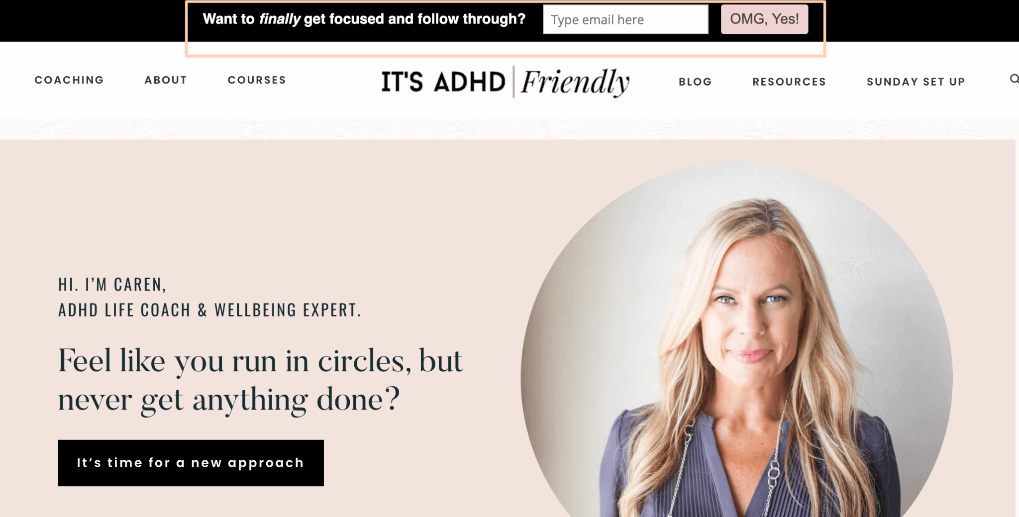 newsletter sign up example - its adhd friendly