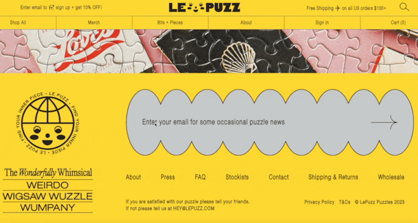 newsletter sign up example - le puzz