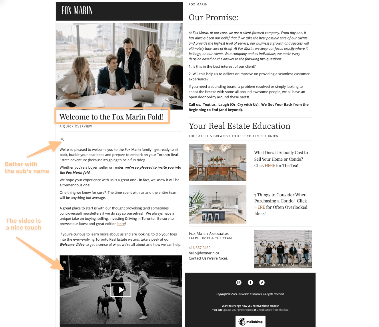 real estate welcome email