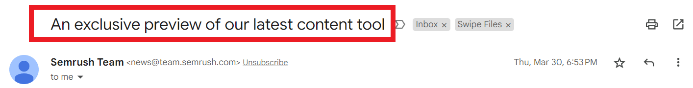 Vanity Email Subject Line