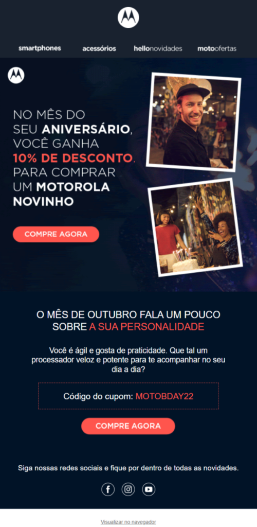 exemplo email marketing aniversário