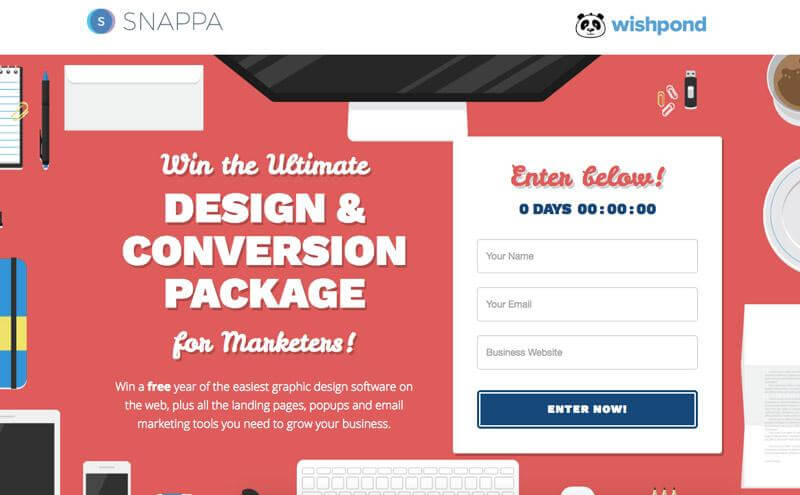 Contest opt-in form for marketers to win a free year of graphic design software 