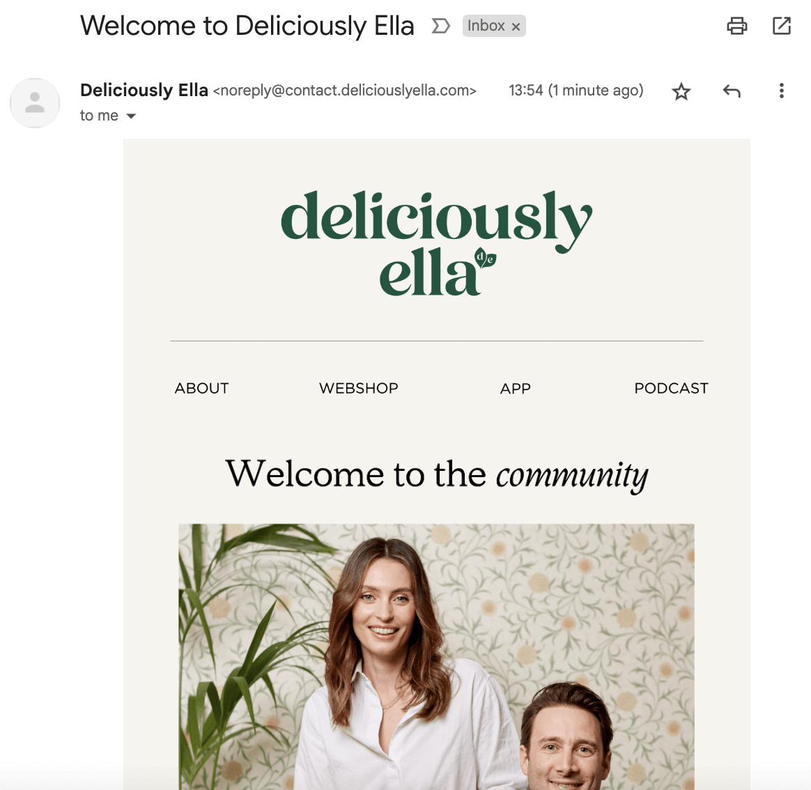 deliciously ella welcome email