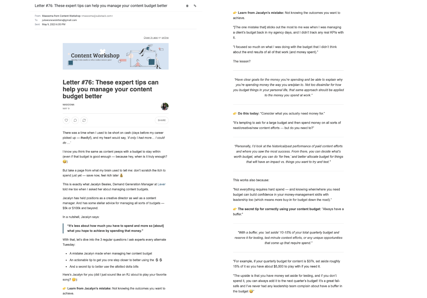 expert tips newsletter idea