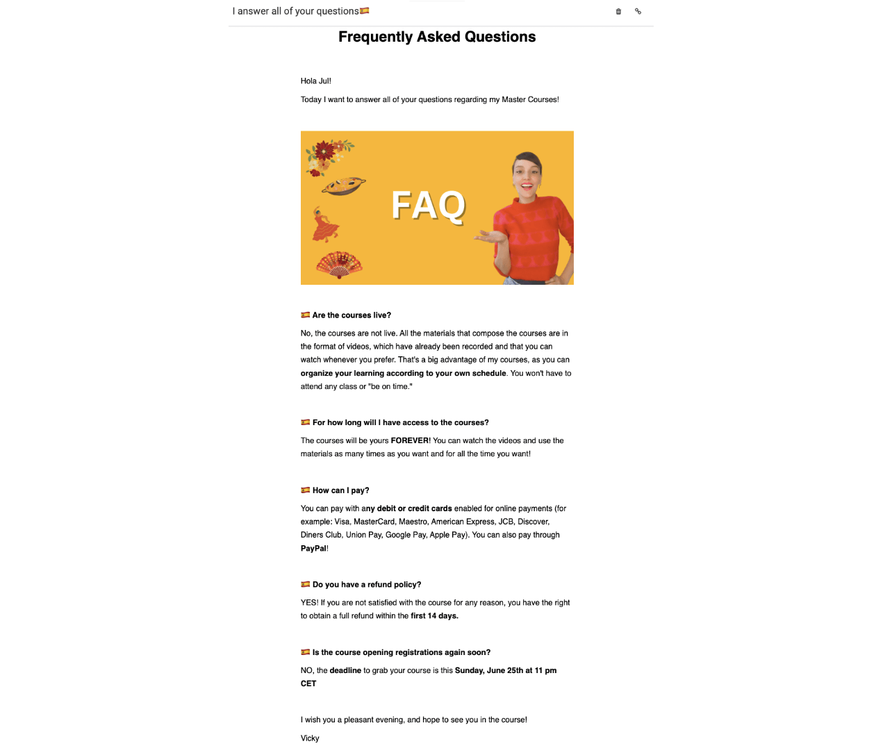 faq newsletter idea