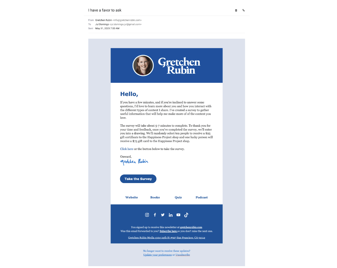 feedback request newsletter idea