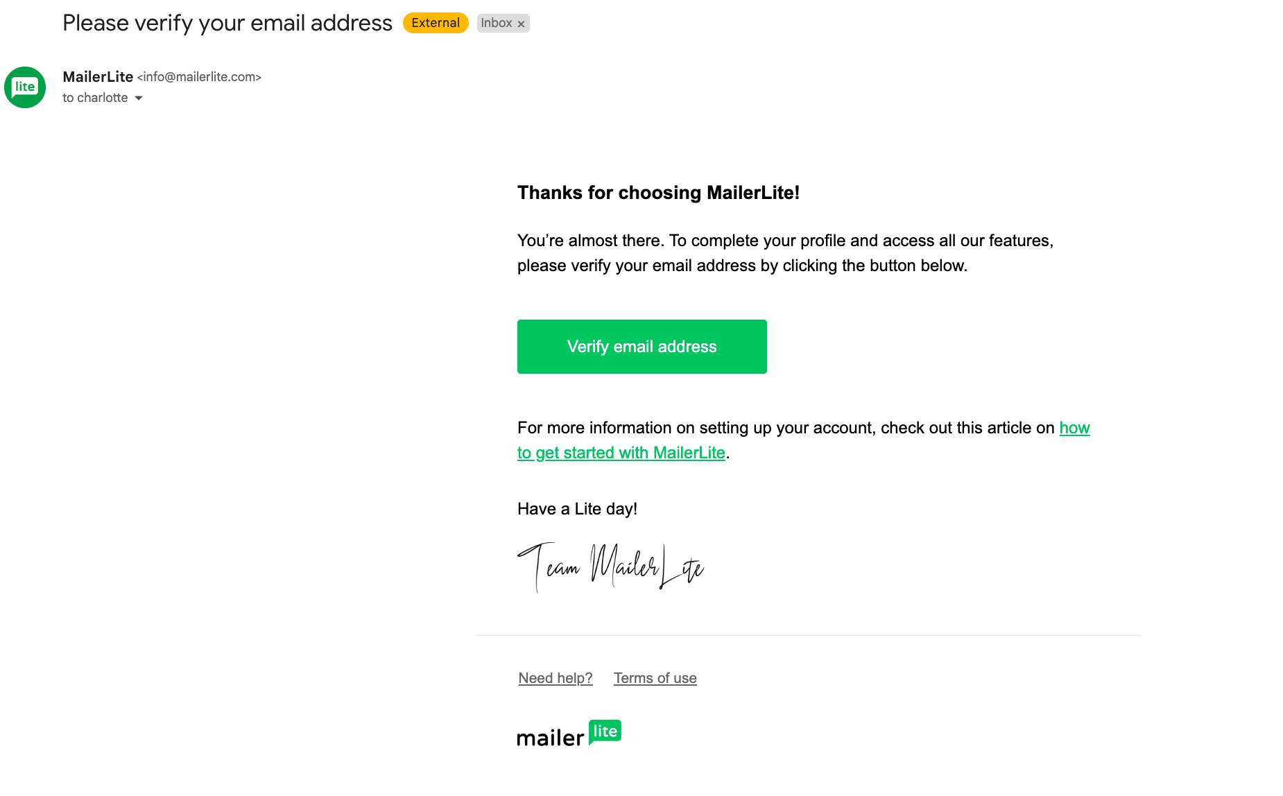 Mailerlite email confirmation