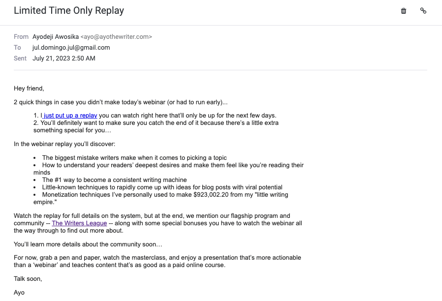 replay newsletter idea