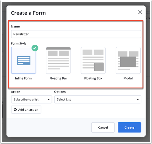 activecampaign form types