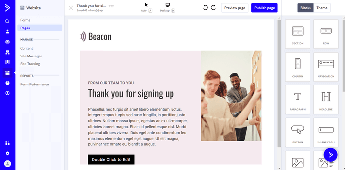 ActiveCampaign landing page builder