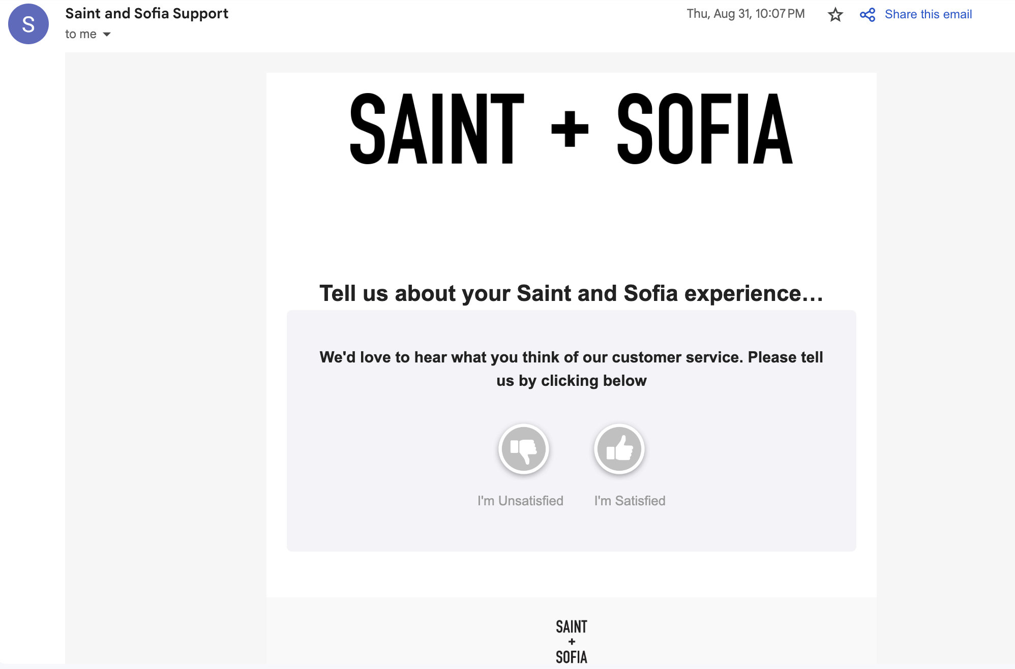 saint and sofia feedback request