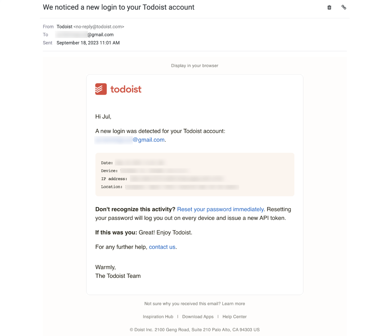 todoist new login email