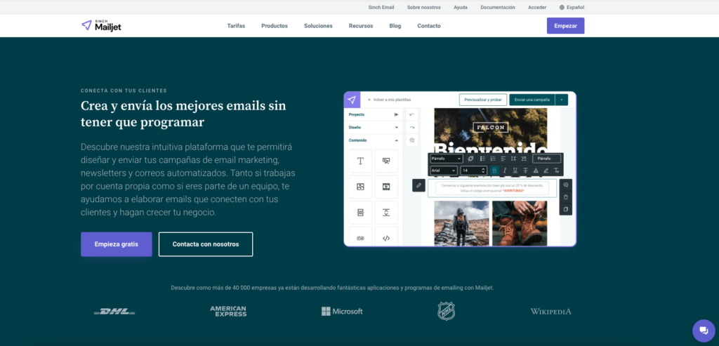 mailjet homepage