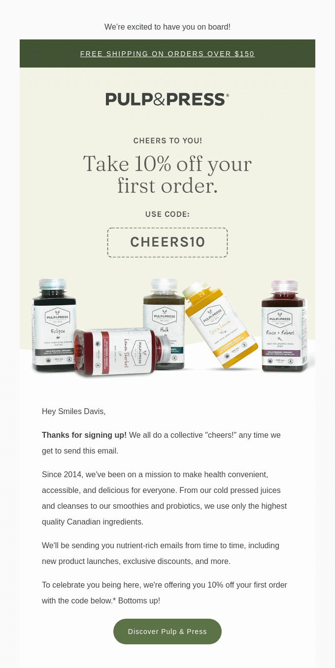 Dynamic discount code email