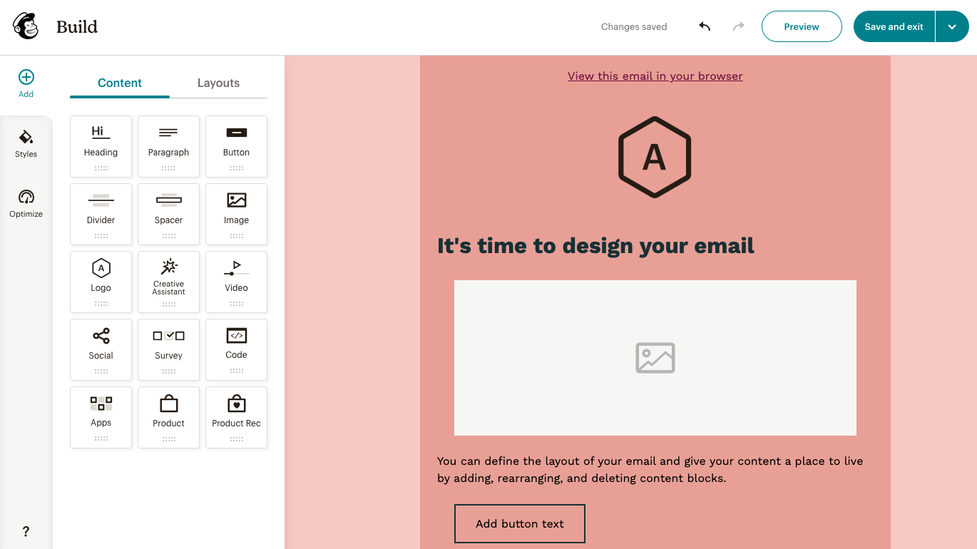 mailchimp editor