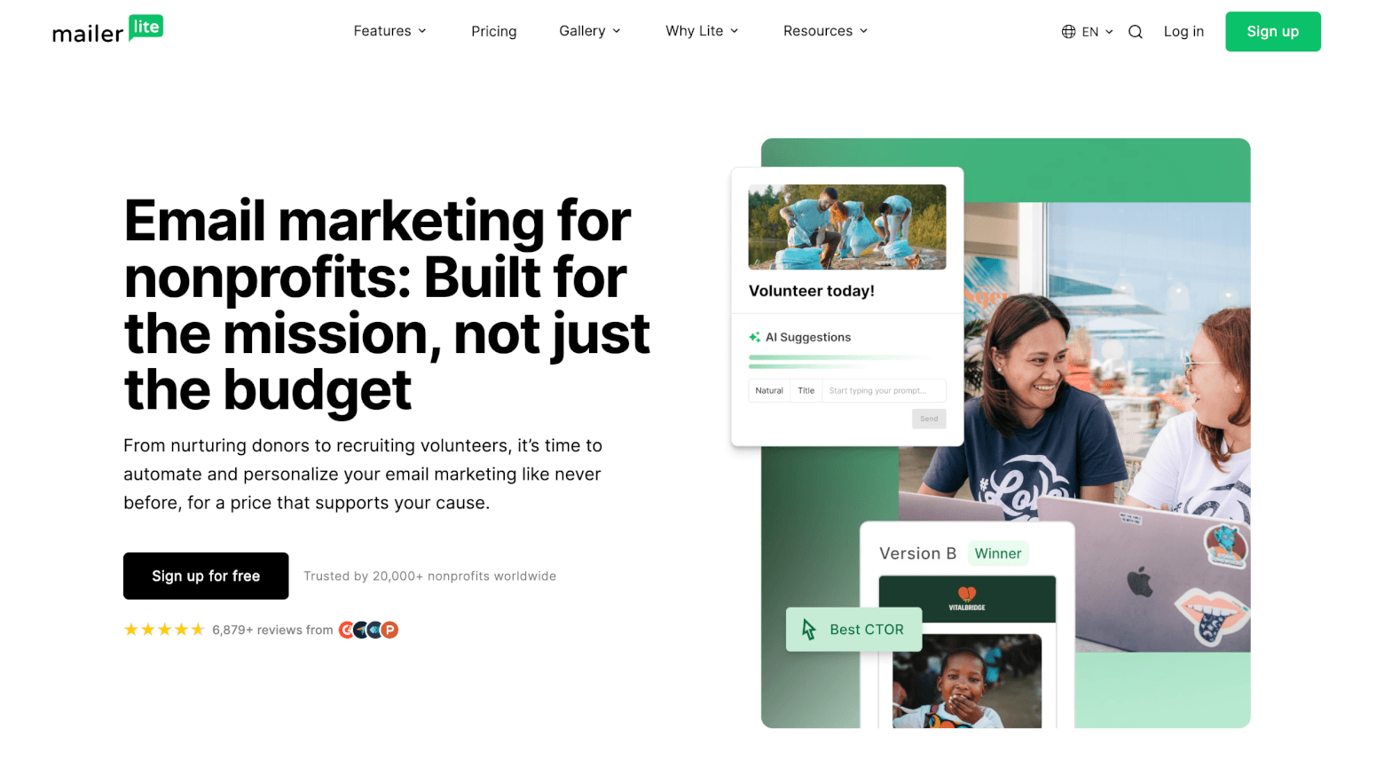 mailerlite nonprofit email marketing