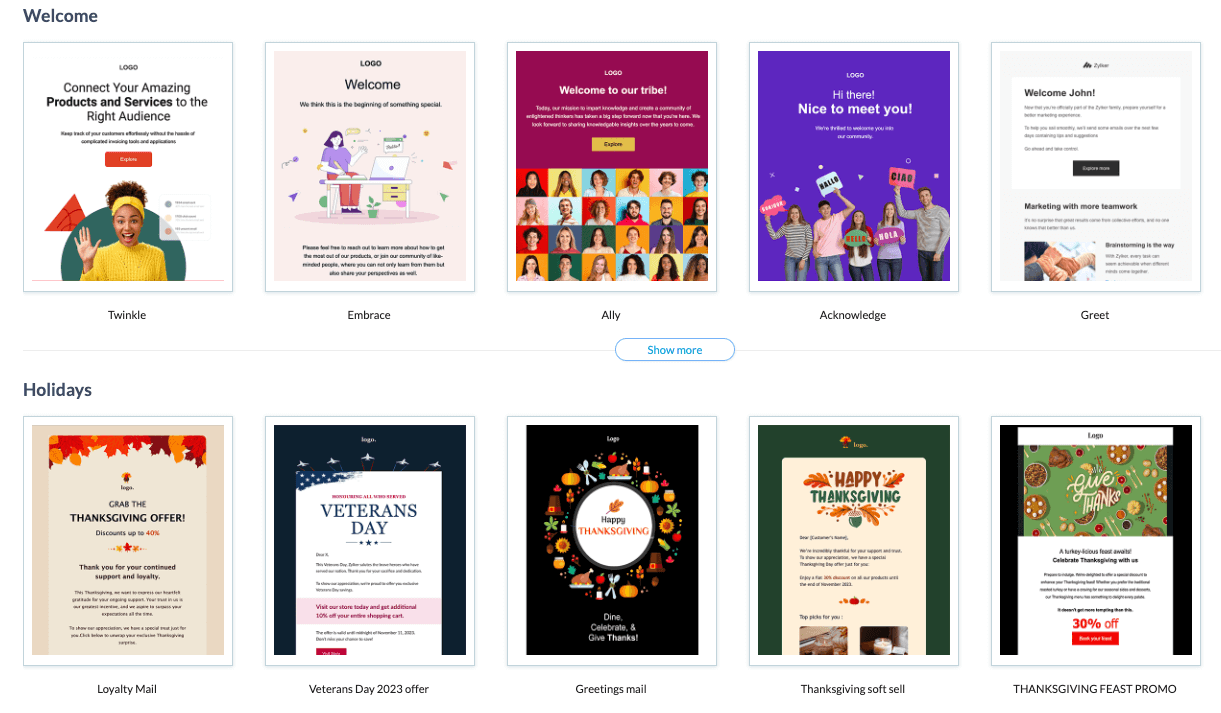 zoho campaign templates