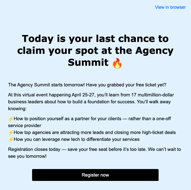 agency summit invite email