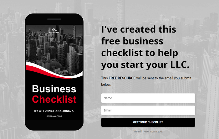 Ana Law business checklist