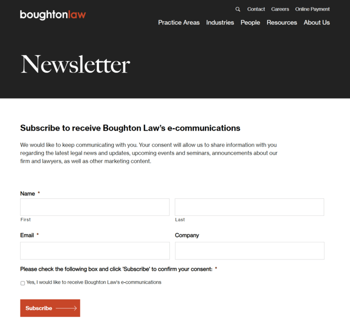 Boughton Law newsletter form