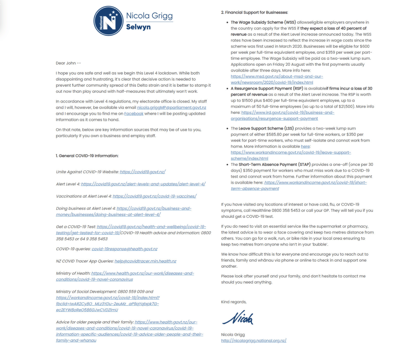 crisis response email