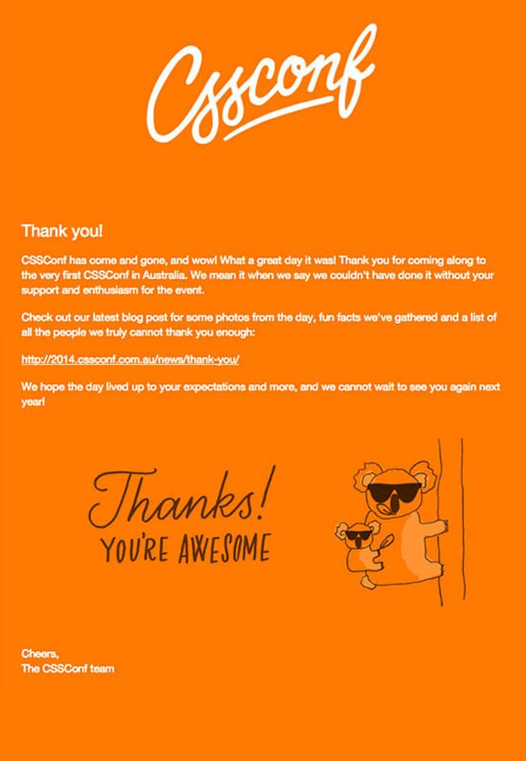 cssconf thank you event email