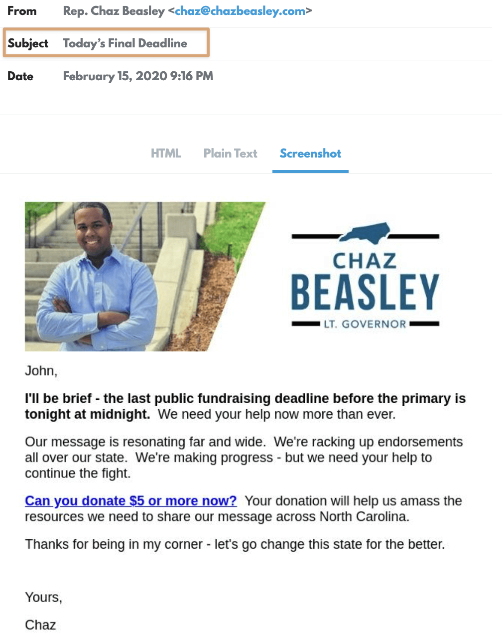 deadline email