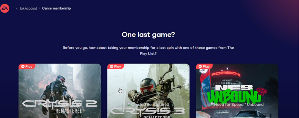 EA cancelation process