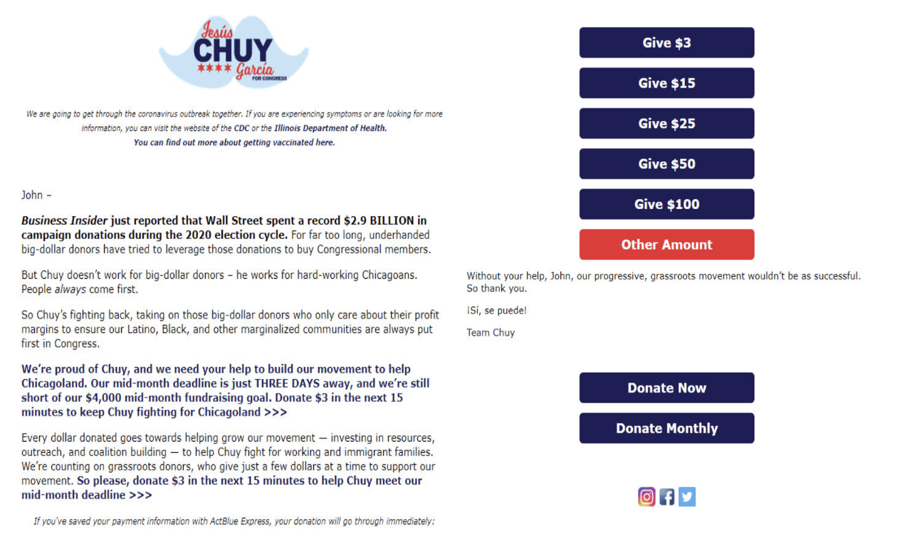 fundraising drive email
