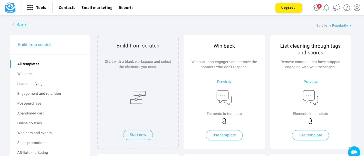 GetResponse marketing automation templates
