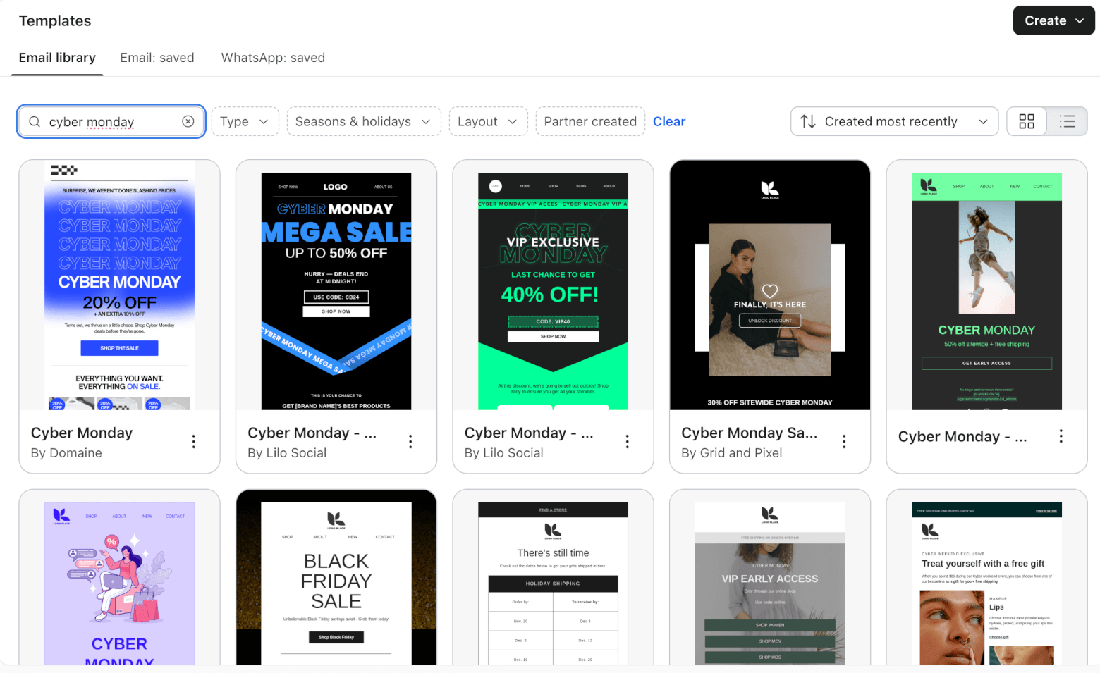 klaviyo cyber monday templates