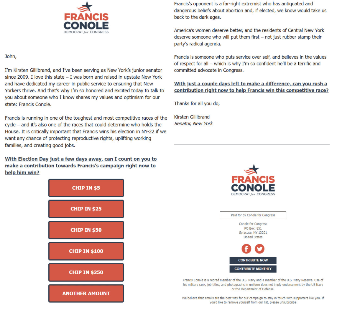 political endorsement email
