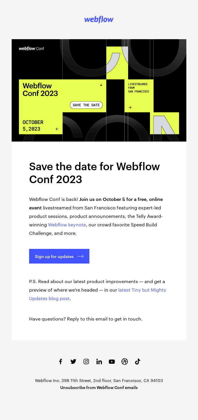 webflow event invite